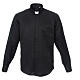 Long sleeved black clergy shirt silk diamond Cococler s1