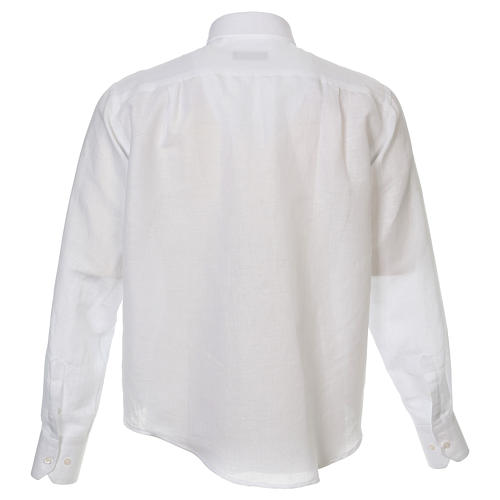Collarhemd, Baumwolle-Leinen-Mischgewebe, Farbe weiß, Langarm Cococler 3