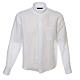 Clergy shirt, white cotton and linen, long sleeves Cococler s1