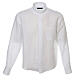 Clergy shirt, white linen and cotton blend, long sleeve, Cococler s1