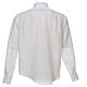 Clergy shirt, white linen and cotton blend, long sleeve, Cococler s7