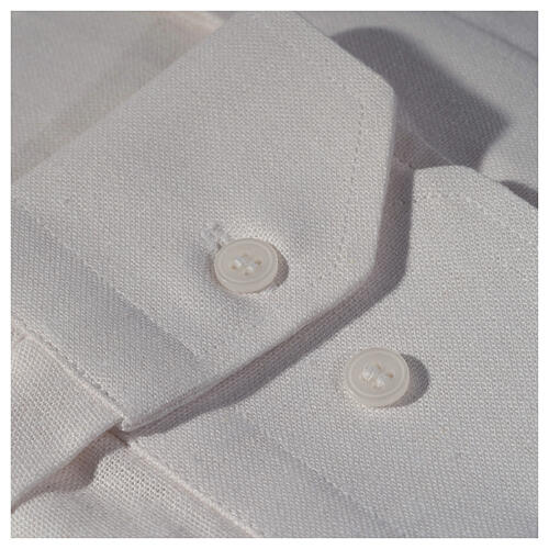 Camisa clergy hilo y algodón blanco Manga Larga Cococler 5