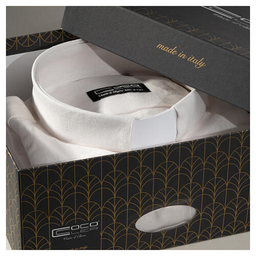 Camisa clergy hilo y algodón blanco Manga Larga Cococler 7