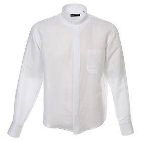 Camicia clergy lino e cotone bianco Manica Lunga Cococler