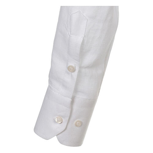 Camisa sacerdote linho e algodão branco Manga Longa Cococler 4