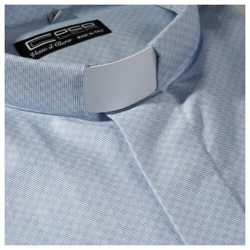 Collarhemd, Schachbrettmusterung, Baumwoll-Polyester-Mischgewebe, Farbe hellblau, Langarm Cococler 2