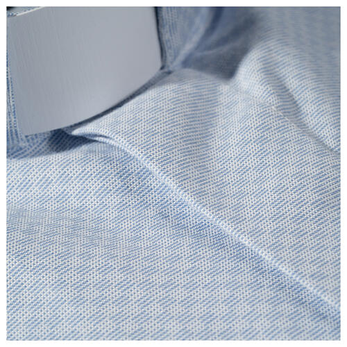 Clergy shirt, light blue Marangel cotton, long sleeves Cococler 4