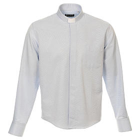 Chemises Clergyman: Chemise clergy coton Marangel bleu ciel Manches Longues