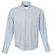 Camisa sacerdote algodão Marangel azul-celeste Manga Longa Cococler s1