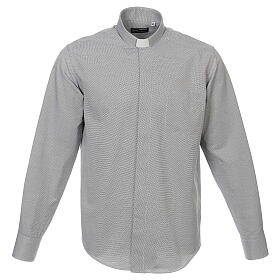 Clergy shirt, grey Marangel cotton, long sleeves Cococler