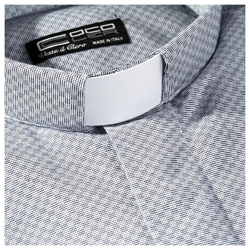 Clergy shirt, grey Marangel cotton, long sleeves Cococler 2