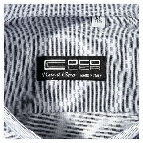 Clergy shirt, grey Marangel cotton, long sleeves Cococler 3