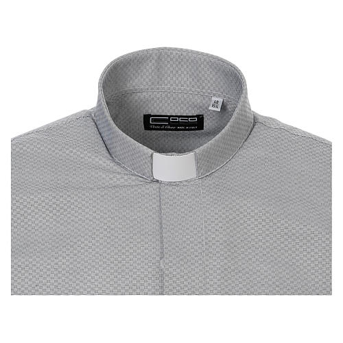 Koszula kapłańska bawełna Marangel, szara, Długi Rękaw Cococler 5