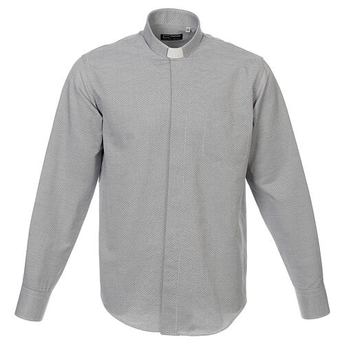Camisa sacerdote algodão Marangel cinzento Manga Longa Cococler 1