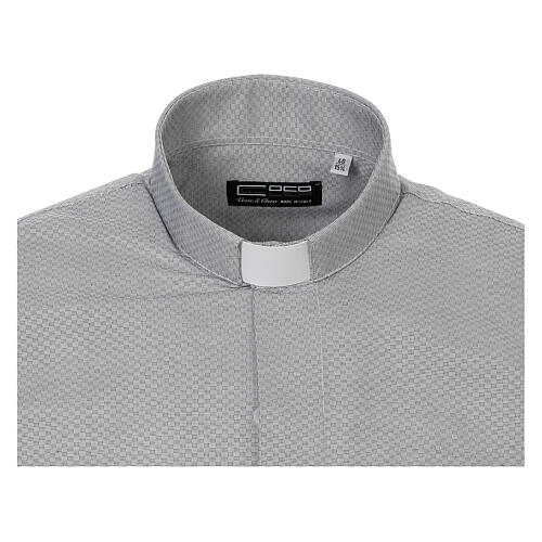 Camisa sacerdote algodão Marangel cinzento Manga Longa Cococler 5