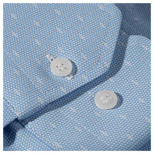 Long sleeved clergy shirt, light blue fabric, cross pattern Cococler 4