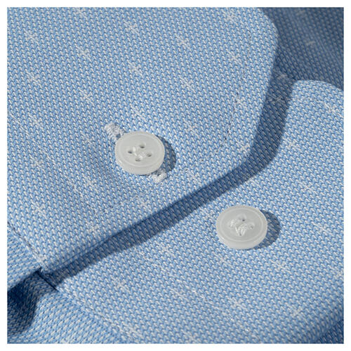 Long-sleeved clergy shirt, light blue fabric, cross pattern, Cococler 4