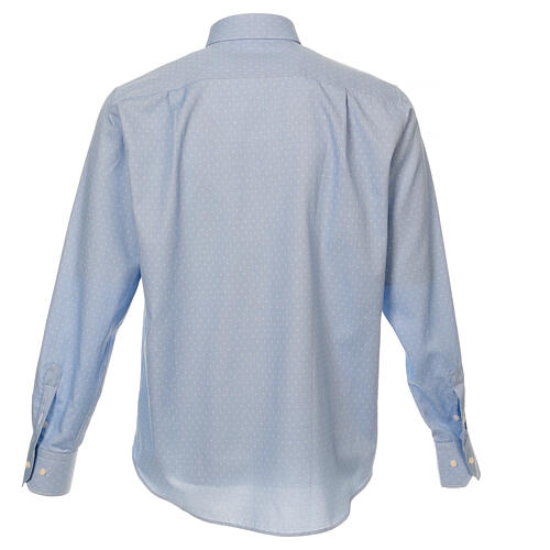 Long sleeved clergy shirt, light blue fabric, cross pattern Cococler 6