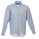 Long sleeved clergy shirt, light blue fabric, cross pattern Cococler s1