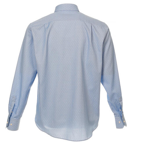 Camisa clergy tejido cruces celeste M. Larga Cococler 6