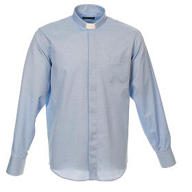 Camicia clergy tessuto croci celeste M. Lunga Cococler