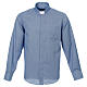 Blue clergy shirt, long sleeve, cross pattern, Cococler s1