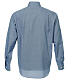 Long sleeved clergy shirt, blue fabric, cross pattern Cococler s7