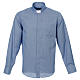 Long sleeve clergy shirt with collar in blue cross fabric Cococler s1