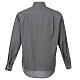 Long sleeved clergy shirt, grey fabric, cross pattern Cococler s7