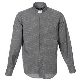 Camicia clergy tessuto croci grigio Manica Lunga Cococler