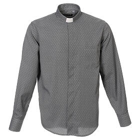 Long sleeve clergy shirt in gray cross fabric Cococler