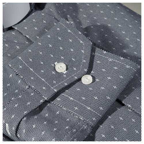 Long sleeve clergy shirt in gray cross fabric Cococler 5