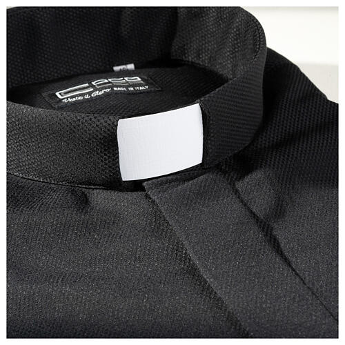 Collarhemd, Wabenmuster, mit Seidenanteil, Farbe schwarz, Langarm Cococler 2