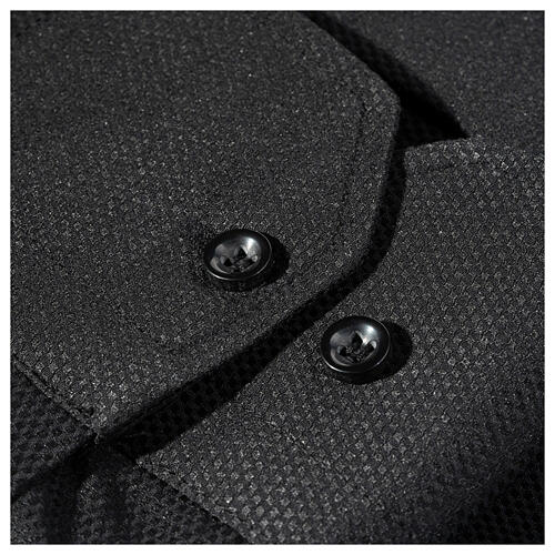 Long sleeved shirt, clergy collar, honeycomb black silk Cococler 5