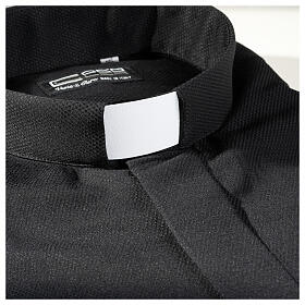 Koszula kapłańska wzór plaster miodu, czarna, z jedwabiem, Długi Rękaw Cococler