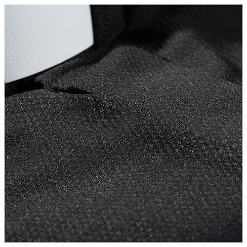 Koszula kapłańska wzór plaster miodu, czarna, z jedwabiem, Długi Rękaw Cococler 4