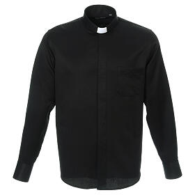 Black clergy shirt with collar honeycomb silk long sleeve Cococler