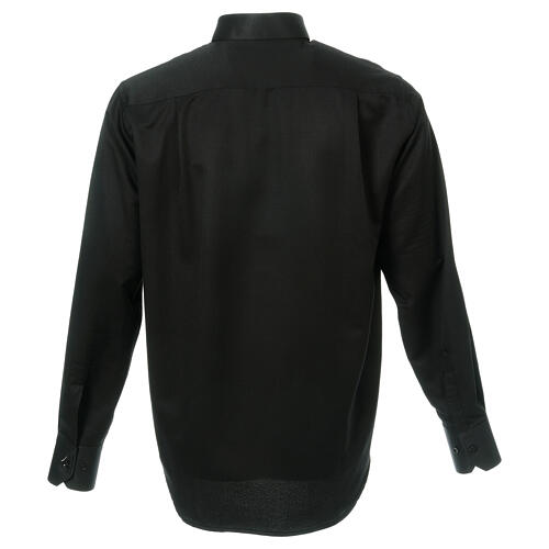 Black clergy shirt with collar honeycomb silk long sleeve Cococler 3