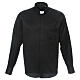 Black clergy shirt with collar honeycomb silk long sleeve Cococler s1