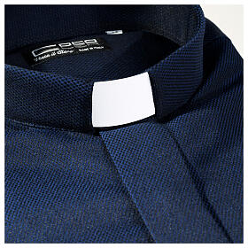 Collarhemd, Wabenmuster, mit Seidenanteil, Farbe blau, Langarm Cococler