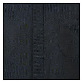 Koszule kapłańskie: Koszula kapłańska, z jedwabiem, wzór plaster miodu, granatowa, Długi Rękaw Koszule kapłańskie: Koszula kapłańska, z jedwabiem, wzór plaster miodu, granatowa, Długi Rękaw