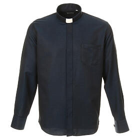 Blue clergy shirt honeycomb silk long sleeve Cococler