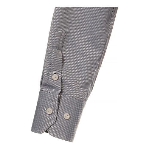 Collarhemd, Wabenmuster, mit Seidenanteil, Farbe grau, Langarm Cococler 4