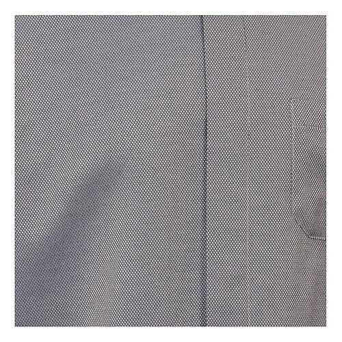 Long sleeved shirt, clergy collar, honeycomb grey silk Cococler 2