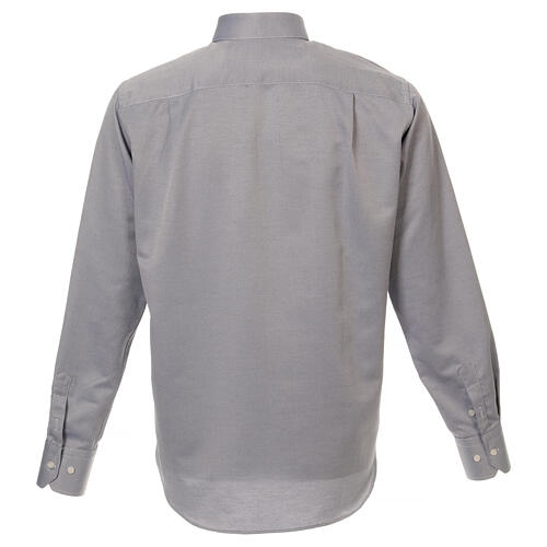 Long sleeved shirt, clergy collar, honeycomb grey silk Cococler 3