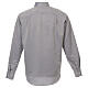 Long sleeved shirt, clergy collar, honeycomb grey silk Cococler s3