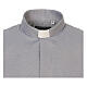 Long sleeved shirt, clergy collar, honeycomb grey silk Cococler s5
