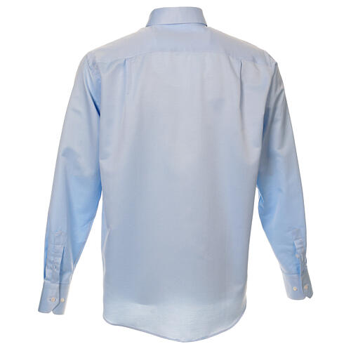 Long sleeved shirt, clergy collar, honeycomb light blue silk Cococler 7