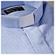 Long sleeved shirt, clergy collar, honeycomb light blue silk Cococler s2