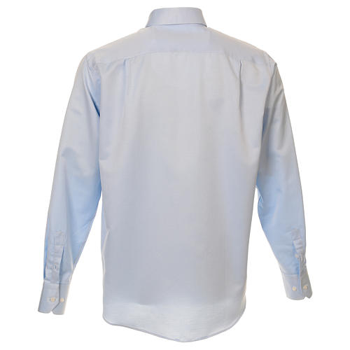 Koszula kapłańska, z jedwabiem, błękitna, wzór plaster miodu, Długi Rękaw Cococler 3